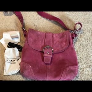 Women's COACH PINK Suede Crossbody Purse